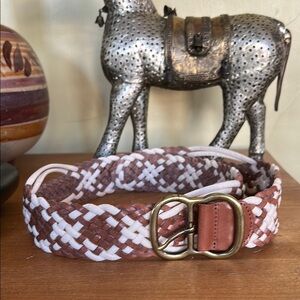 Sundance Genuine Leather Woven Belt with Brass Buckle Made in Italy
